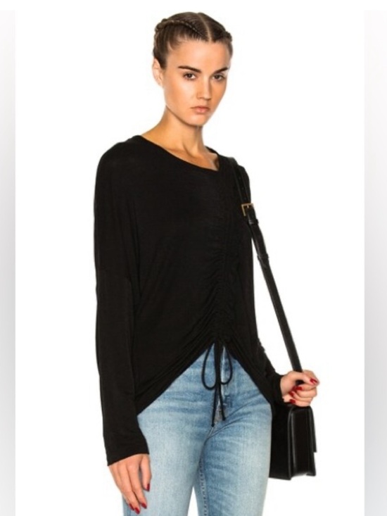 IRO Tops - Iro Alajar Black Ruched Drawstring Long Sleeve Shirt